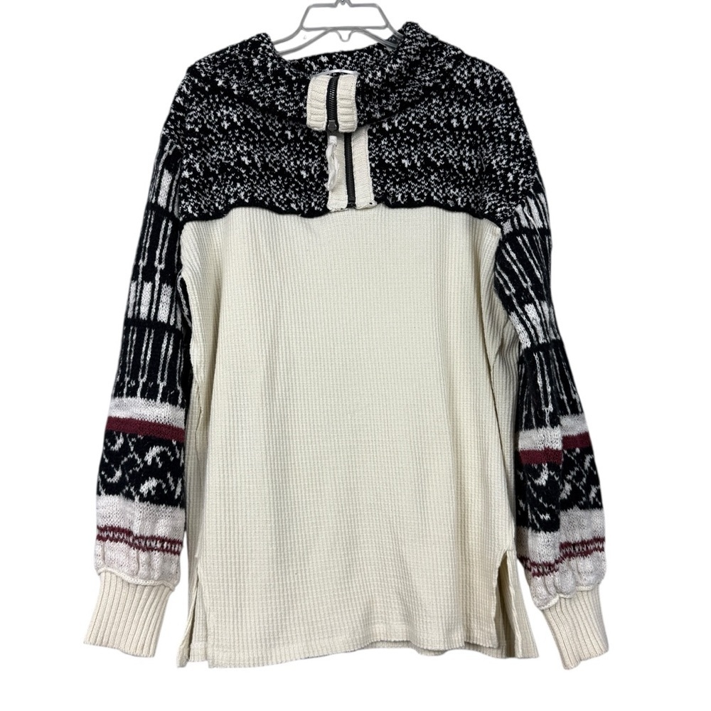 Free People Monty Swit Fair Isle Puff Sleeve Pullover Thermal Sweater - Picture 3 of 8